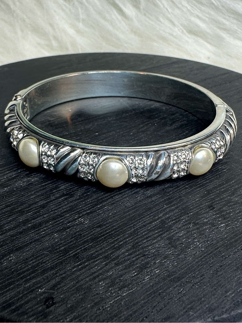 Brighton charm bracelet bangle silver pearl magic